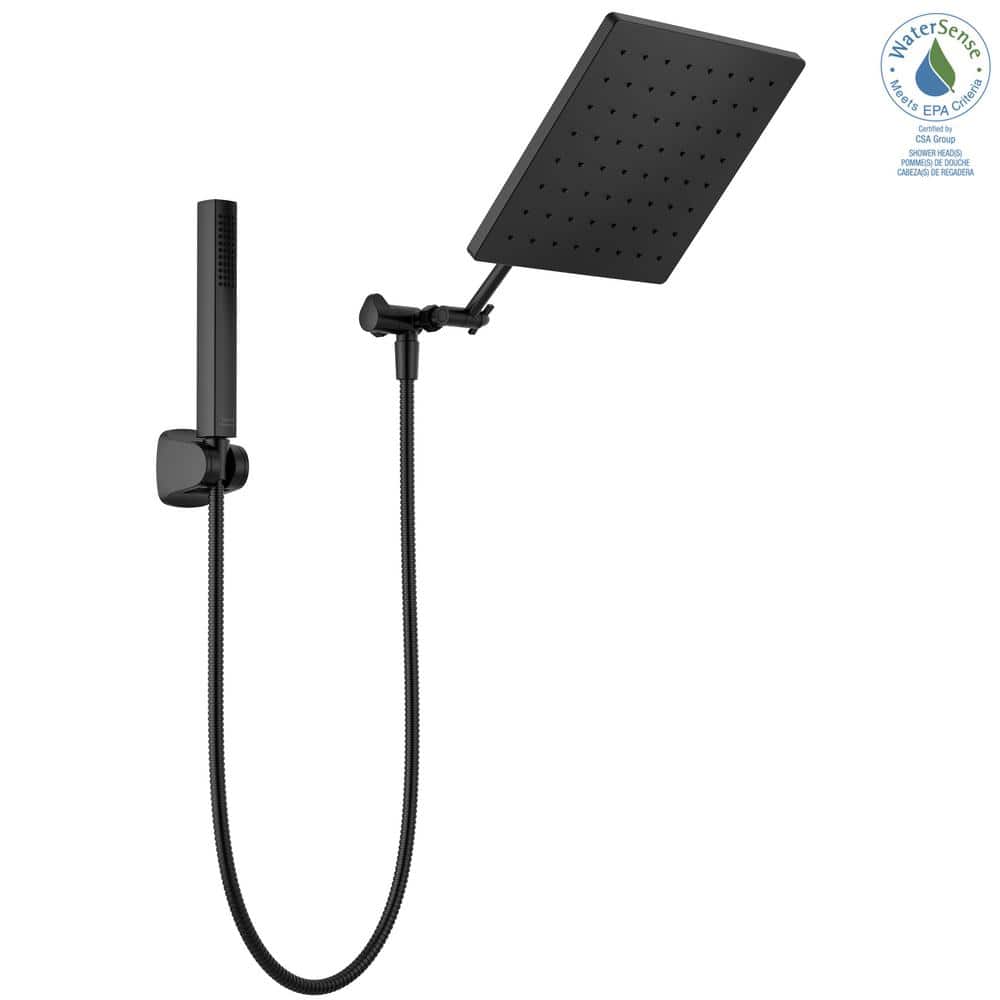 Matte Black Adjustable Square Rain Shower Head Combo