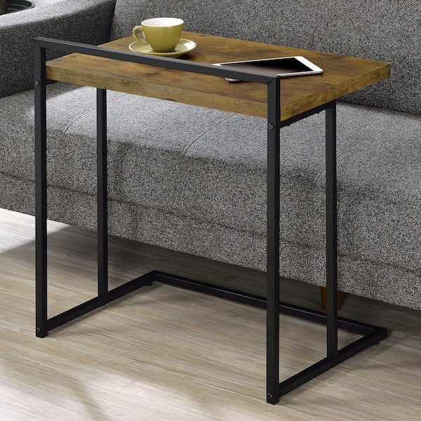 Coaster 23.5 in. Antique Nutmeg and Black Rectangular Wood Top Snack Table