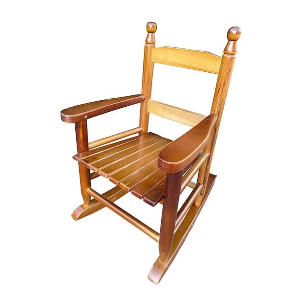 Angel Sar Light Brown Wood Outdoor Rocking Chair for Children, Set of 1