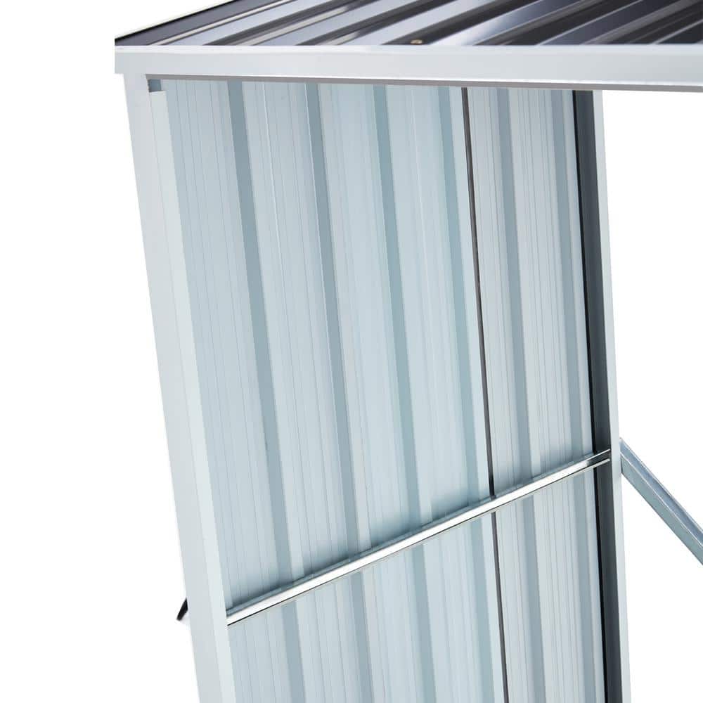 70.9" Dark Gray Galvanized Steel Outdoor Firewood Storage Shed with Roof