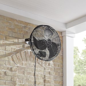 18 in. 3-Speed High Velocity Black Wall Mount Fan with 3 Blades