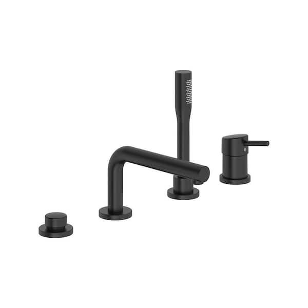 GROHE Concetto Single-Handle Deck Mount Roman Tub Faucet with 1.75 GPM Hand Shower in Matte Black