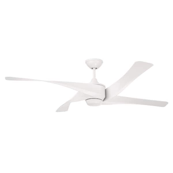 Venn 58 in. White Finish with White Blades Downrod Mount Standard Indoor/Outdoor Ceiling Fan with Wall Control Included