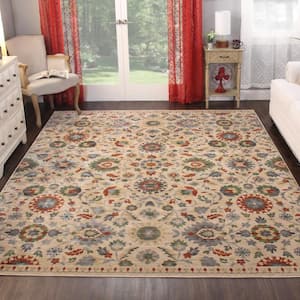 Gulistan Ivory 8 ft. x 10 ft. Vintage Botanical Polypropylene Area Rug