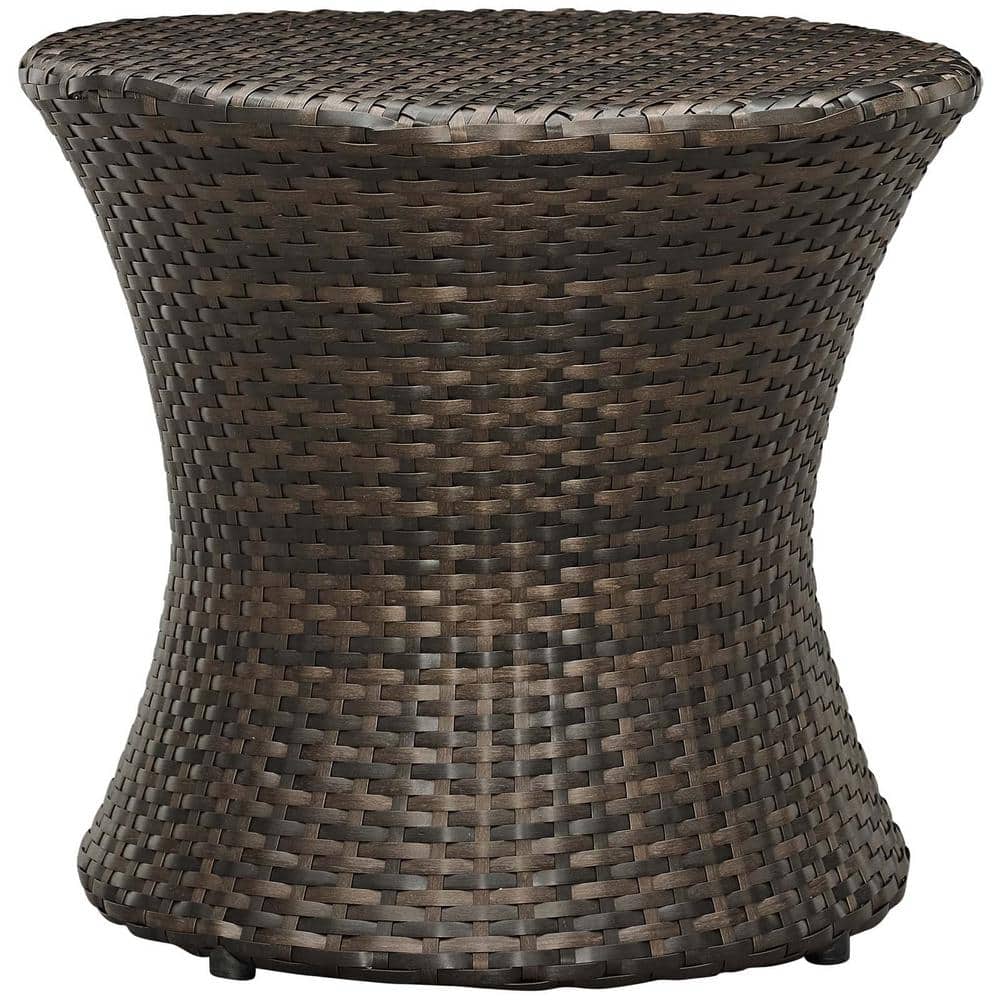MODWAY Stage Patio in Brown Wicker Outdoor Side Table EEI2546BRN