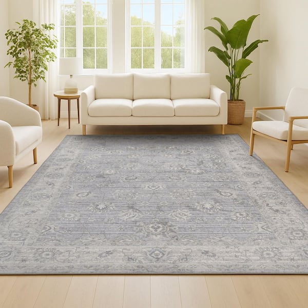 JONATHAN Y Modern Persian Vintage Moroccan Traditional Light Gray 3 ft. x 5 ft. Area Rug