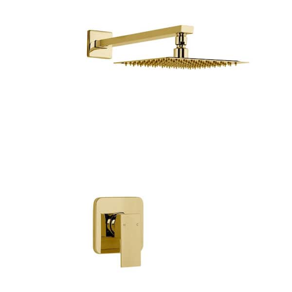 Swiss Madison Concorde 1-Spray Patterns with 1.8 GPM Showerhead Face Diameter 8 in. Wall Mounted Fixed Shower Head in Brushed Gold