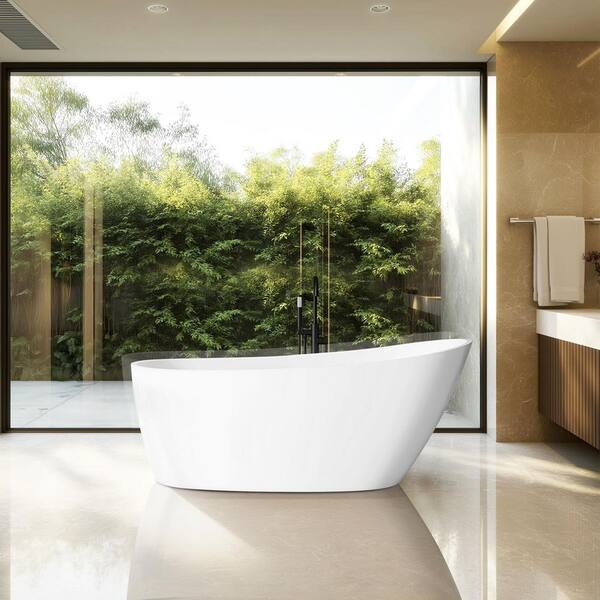 ROSWELL Lahore 59.1 in. x 29.1 in. Freestanding Acrylic Soaking