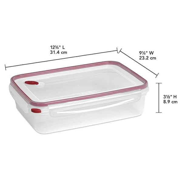 Sterilite Ultra Seal 16 Cup Rectangular Food Storage Containers, Red (4 Pack)
