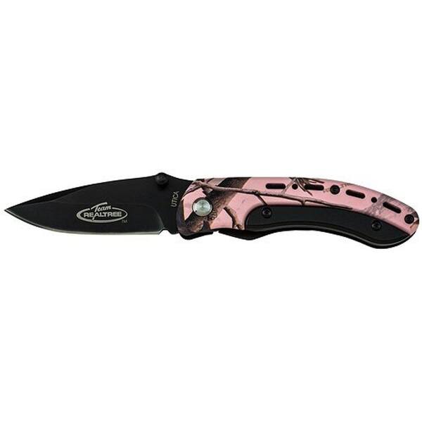Team Realtree 6.25 in. Stainless Steel Liner Lock Knife in Pink