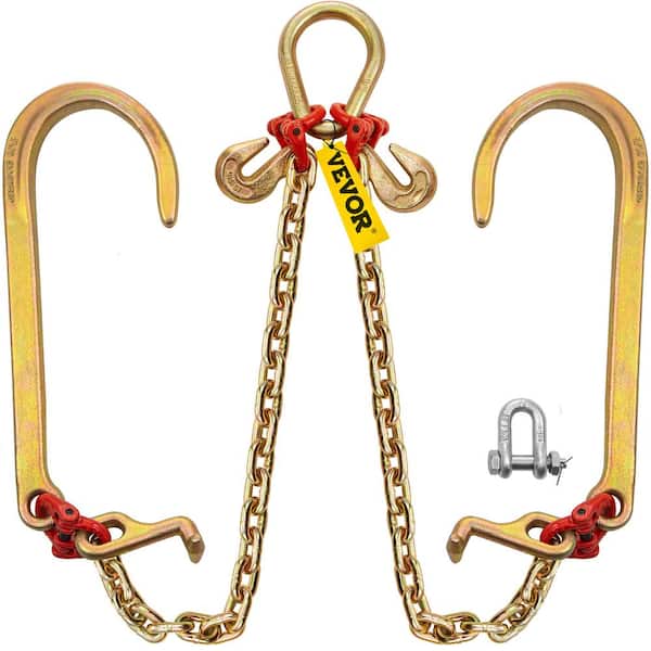 VEVOR V Bridle Tow Chain 2 ft. x 5/16 in. G80 V-Bridle Transport Chain 9260  Lbs. Load with TJ/Crab Hooks Pear Link Connector SZGLRJG5162FT0001V0 - The  Home Depot