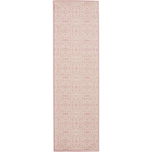 Jubilant Ivory Pink 2 ft. x 6 ft. Floral Transitional Runner Area Rug