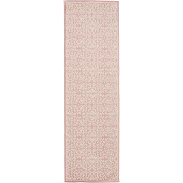 Nourison Jubilant Ivory Pink 2 ft. x 6 ft. Floral Transitional Runner Area Rug