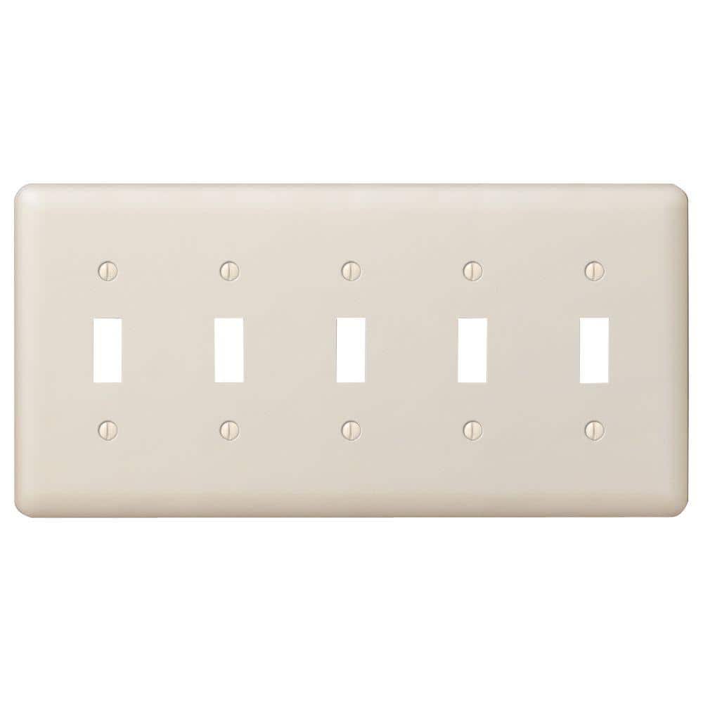Light Almond Steel 5 Toggle Wall Plate