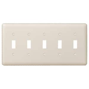 Declan 5 Gang Toggle Steel Wall Plate - Almond