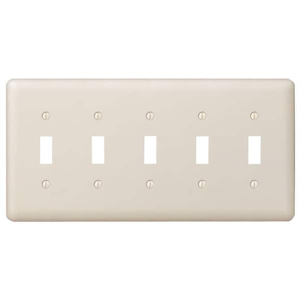 AMERELLE Declan 5 Gang Toggle Steel Wall Plate - Almond 935T5AL - The ...