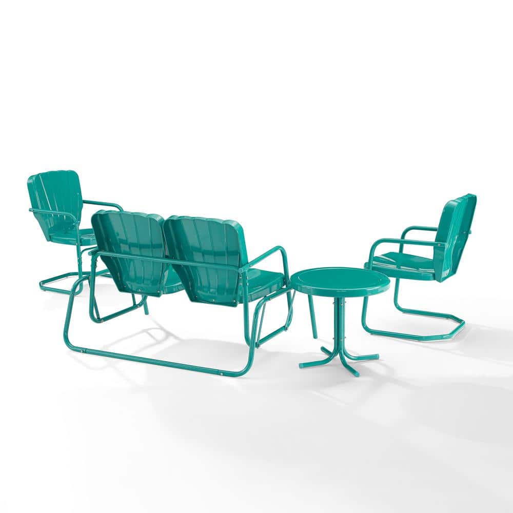 Ridgeland Turquoise Gloss 4-Piece Outdoor Metal Conversation Set