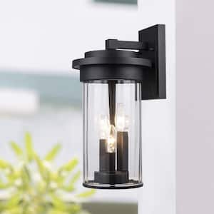 Carmel 3-Light Black Outdoor Wall Light Fixture with Clear Glass