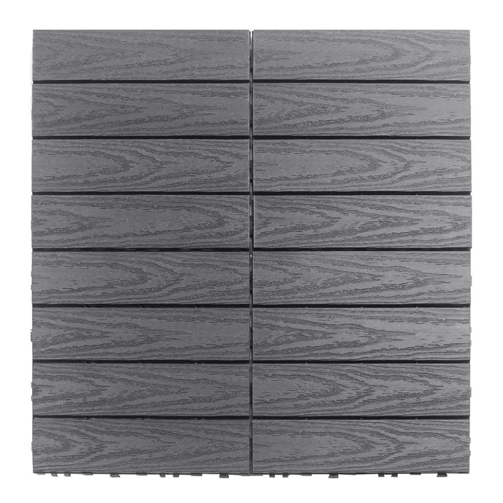 Westminster Gray Composite Interlocking Deck Plank with Water Protection