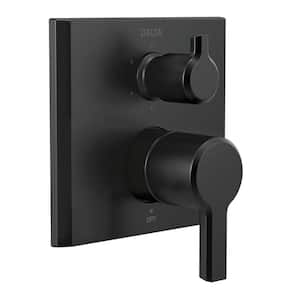 Pivotal 2-Handle Wall-Mount 6-Setting Integrated Diverter Trim Kit in Matte Black (Valve not Included)