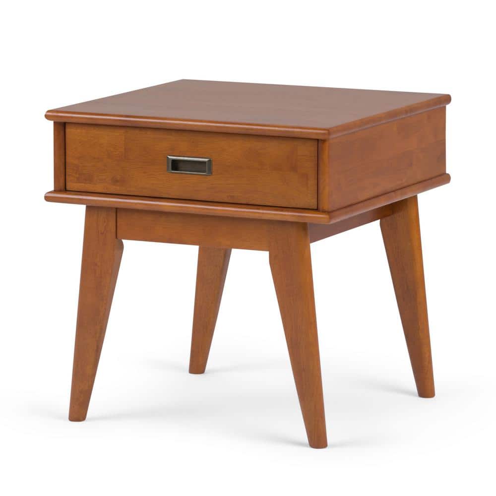 Draper Teak Brown Solid Hardwood End Table with Drawer