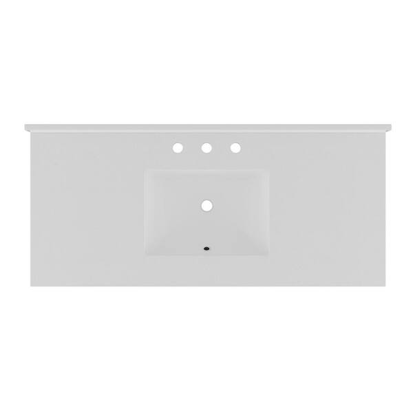 Foremost 49 in. W x 22 in. D Quartz Vanity Top in Snow White with White Basin