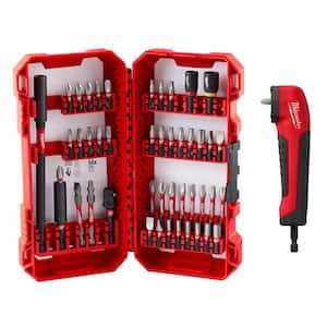 SHOCKWAVE Impact Duty Alloy Steel Screw Driver Bit Set (45-Piece) W/ SHOCKWAVE Right Angle Drill Adapter