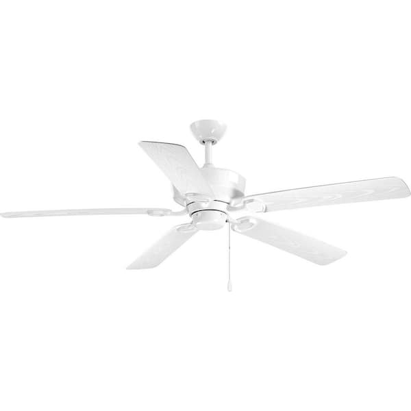 Progress Lighting Lakehurst 60 in. Indoor/Outdoor White New Traditional Ceiling Fan with Remote Included for Porch and Patio