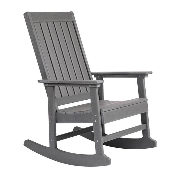 grey plastic rocking chair