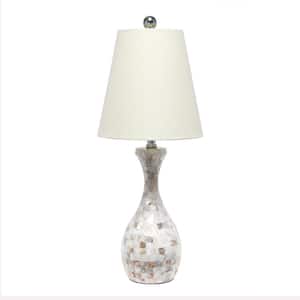 25 in. Malibu Curved Mosaic Seashell Table Lamp with Chrome Accents