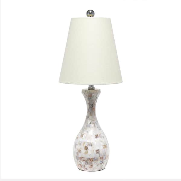 25 in. Malibu Curved Mosaic Seashell Table Lamp with Chrome Accents