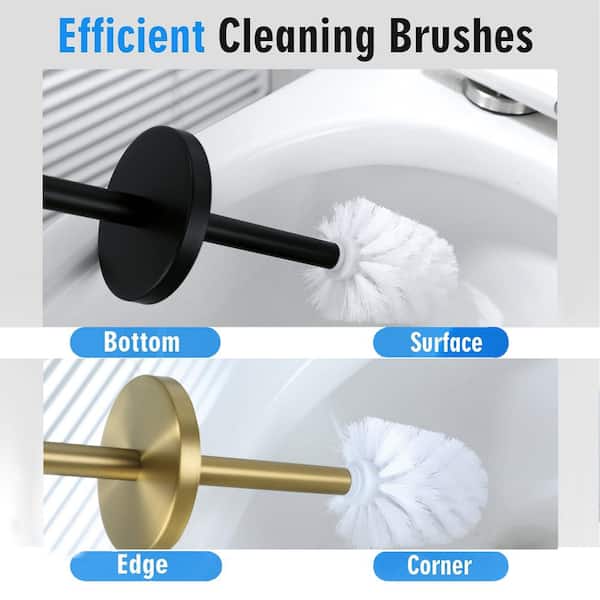 304 Stainless Steel Toilet Brush, Wall Mounted Toilet Brush Holder, Black