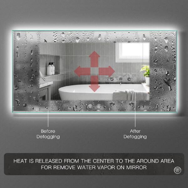 Xzkai 40 in. W x 24 in. H Rectangular Frameless Wall Bathroom