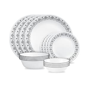 Cusco 16-Piece Vitrelle Glass Dinnerware Set (Service for 4) in Gray and White