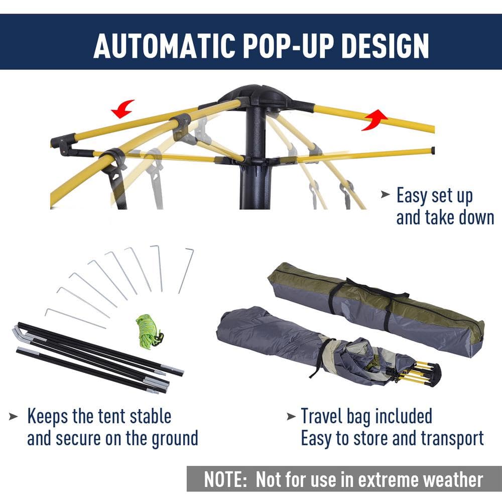 Outsunny Blue and Gray 4-Person Pop-Up Camping Tent