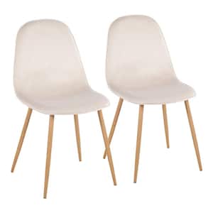 Pebble Cream Velvet and Natural Metal Dining Chair (Set of 2)