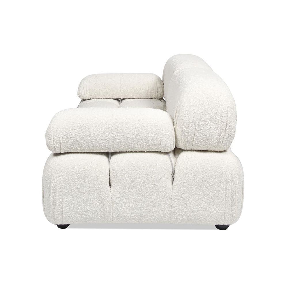 Ivory White Bouclé 72.5" Modular Tufted Loveseat Sofa