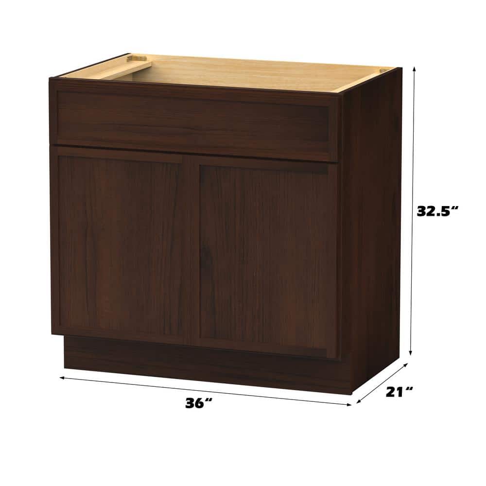 36" Brown Birch Plywood Freestanding Single Base Cabinet