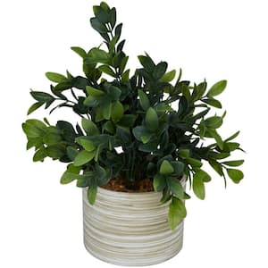 11 in. H Eucalyptus Artificial Plant with Realistic Leaves and Patterned Porcelain Pot