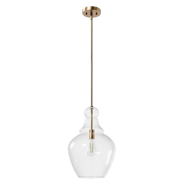 Maple Park 60-Watt 1 Light Alturas Gold Island Pendant Light with Clear Glass Shade, Bulb Not Included
