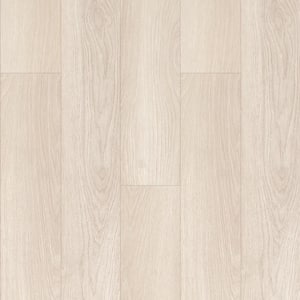 Take Home Sample 12 mm T x 6.41 in. W Proteco+ Platinum White Oak EIR Uniclic HDF AC4 Waterproof Laminate Wood Flooring