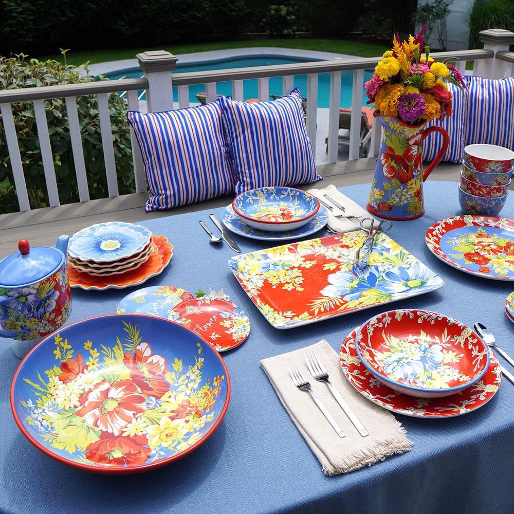 Blossom Floral Ceramic Microwave Safe Soup Bowls Set of 4