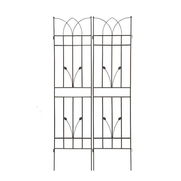 Zeus & Ruta Metal Garden Trellis 71 in. x 17.7 in. Rustproof Trellis for Climbing Plants, Brown (4-Pack)