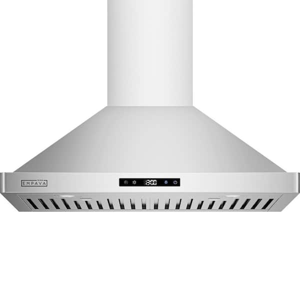 30 in. 400 CFM Ducted Kitchen Wall Mount Range Hood with Light in Stainless Steel