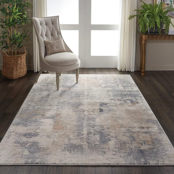 Rustic Textures Beige/Grey 5 ft. x 7 ft. Abstract Contemporary Area Rug