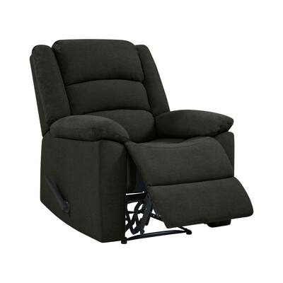 Wall Hugger Charcoal Gray Plush Low-Pile Velour Reclining Chair
