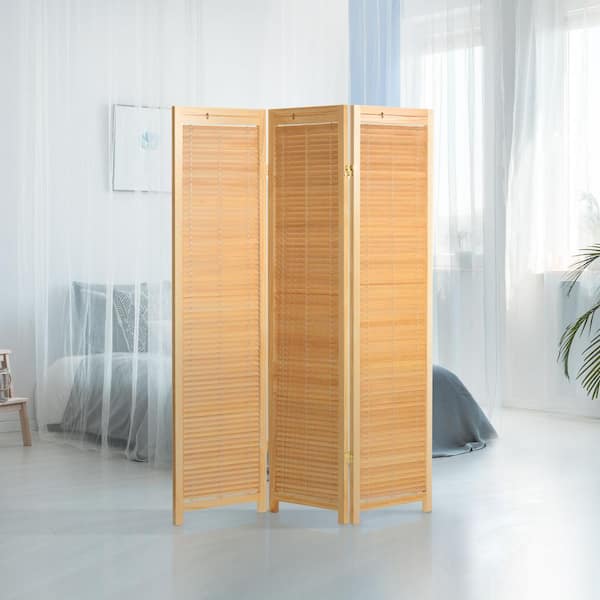 Oriental Furniture Natural 6 ft. Tall Adjustable Shutter 3-Panel Room ...