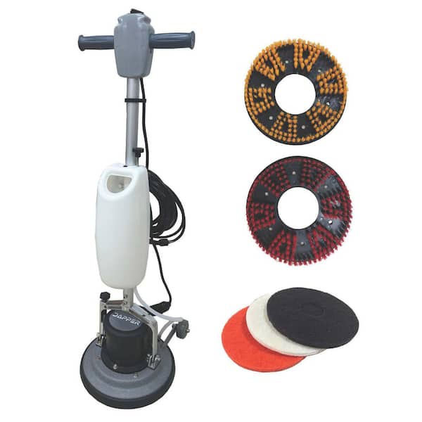Unbranded Commercial Corded Carpet and Hard Floor Buffer Cleaner Machine in Grey with Solution Tank, 2-Brushes and 3-Scouring Pads