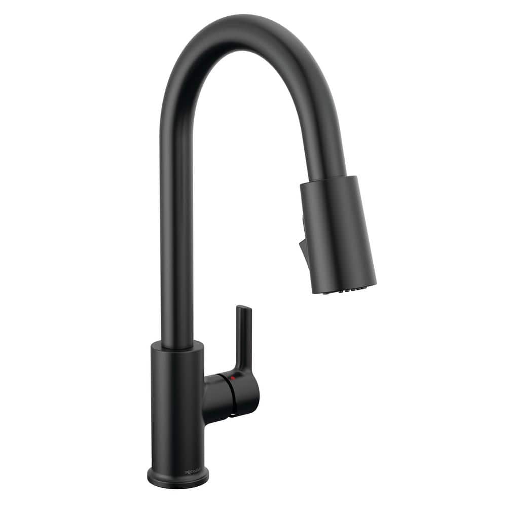 Flute Single Handle Pull Down Sprayer Kitchen Faucet with 1.0 GPM in Matte Black price history on PriceWatchPro