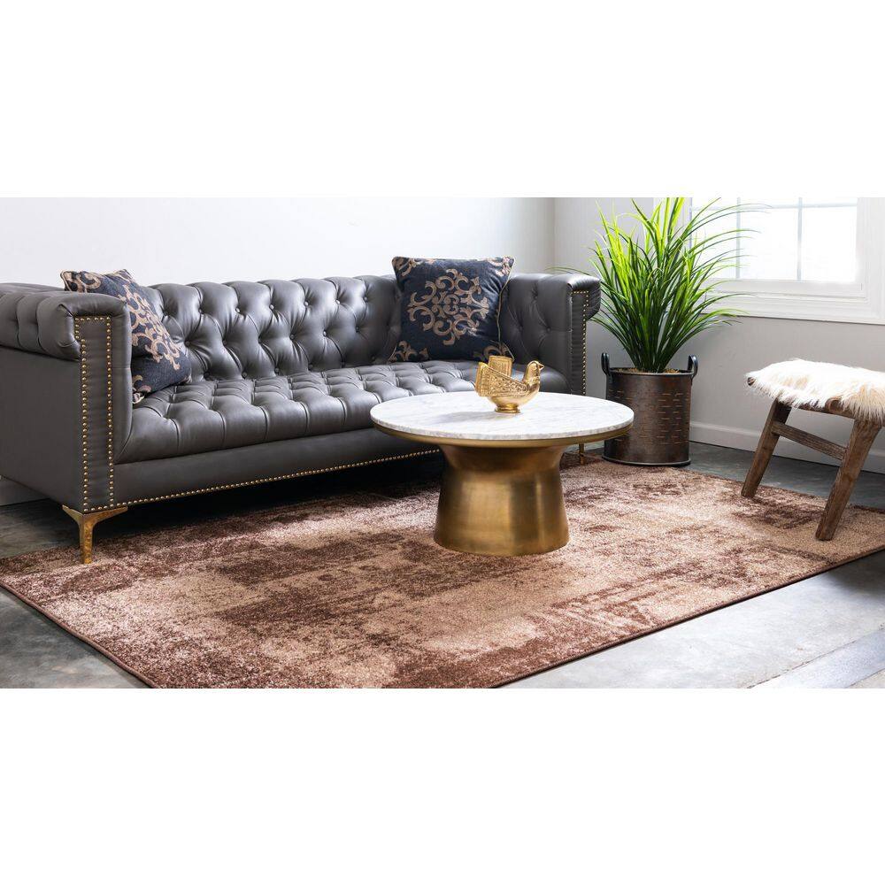 Harvest Time Charm Brown 8' x 10' Easy-Care Synthetic Rug
